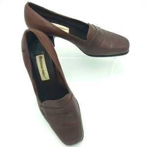 Vintage Etienne Aigner "Tickle" Brown Leather Heeled Pumps Sz 9W